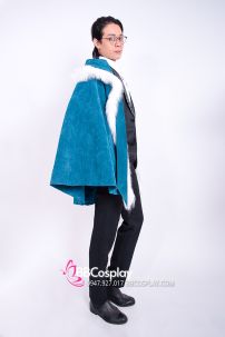 Áo Choàng Xanh Viền Lông Có Nón