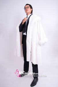 Áo Choàng Trắng Viền Lông Có Nón Có Tay