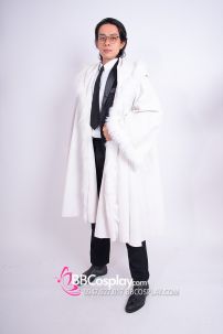 Áo Choàng Trắng Viền Lông Có Nón Có Tay