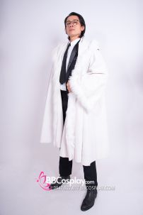 Áo Choàng Trắng Viền Lông Có Nón Có Tay