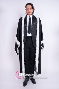 Áo Choàng Voan Đen Viền Lông Có Tay