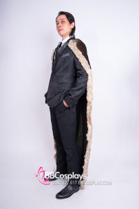 Áo Choàng Viền Lông Màu Trà Ánh Kim