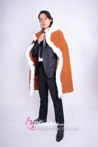 Áo Choàng Nâu Viền Lông Trắng