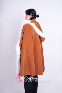 Áo Choàng Nâu Viền Lông Trắng