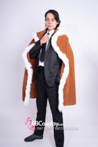 Áo Choàng Nâu Viền Lông Trắng