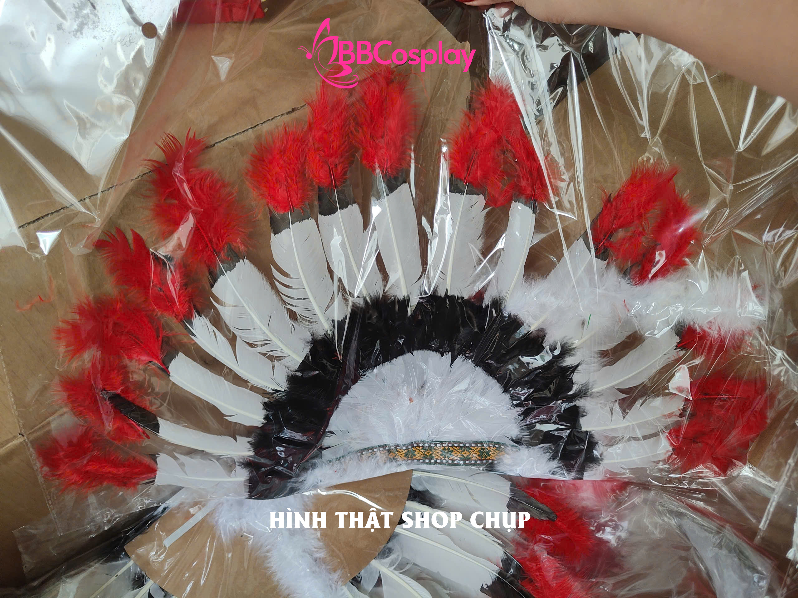 Nón Thổ Dân Trắng Chóp Đỏ
