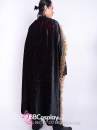 Áo Choàng Viền Lông Xám Nền Đen Ánh Kim