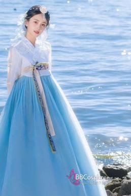 Cài Tóc Hanbok Hàn Quốc Xanh Hoa Trắng