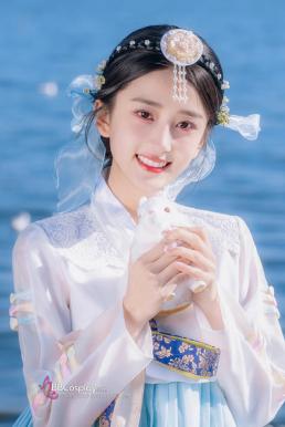 Cài Tóc Hanbok Hàn Quốc Xanh Hoa Trắng