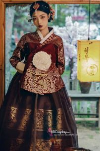 Hanbok Hoàng Cung Hàn Quốc - Áo Đỏ Váy Đen