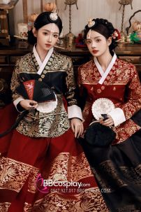 Hanbok Hoàng Cung Hàn Quốc - Áo Đỏ Váy Đen