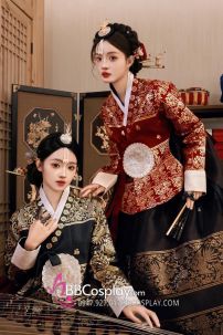 Hanbok Hoàng Cung Hàn Quốc - Áo Đỏ Váy Đen