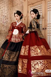 Hanbok Hoàng Cung Hàn Quốc - Áo Đỏ Váy Đen