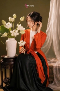 Đồ Tứ Thân Đỏ Yếm Trắng Chụp Sen