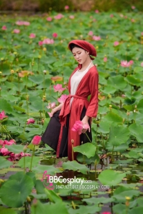 Đồ Tứ Thân Đỏ Yếm Trắng Chụp Sen
