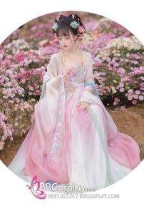 Hán Phục Cựu Mộng Hoa Tình - Hồng Xinh Xắn Váy Ombre
