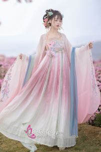 Hán Phục Cựu Mộng Hoa Tình - Hồng Xinh Xắn Váy Ombre