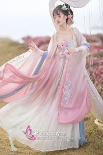 Hán Phục Cựu Mộng Hoa Tình - Hồng Xinh Xắn Váy Ombre