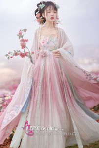 Hán Phục Cựu Mộng Hoa Tình - Hồng Xinh Xắn Váy Ombre