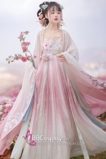 Hán Phục Cựu Mộng Hoa Tình - Hồng Xinh Xắn Váy Ombre