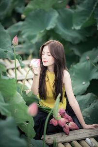 Yếm Vàng Chup Ảnh Hồ Sen Mùa Hè