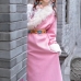 Trang Phục Nữ Tây Vực Hồng Pastel Viền Lông