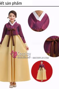 Đầm Hanbok HQ Giá Rẻ Áo Màu Nho Váy Vàng Đồng