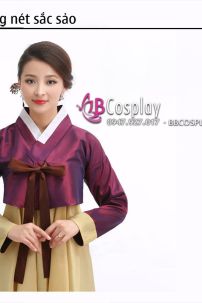 Đầm Hanbok HQ Giá Rẻ Áo Màu Nho Váy Vàng Đồng