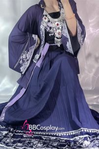 Đồ Tây Vực Tím Váy Xếp Ly