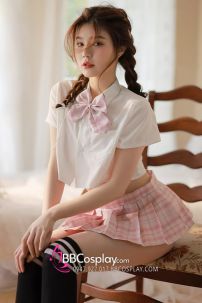 Trang Phục Sexy Nữ Sinh Váy Hồng Caro