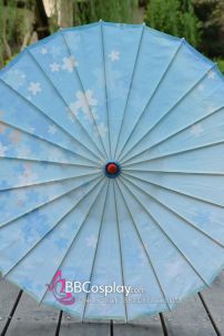 Dù Vải Xanh Trời Hoa Trắng Xinh Xắn