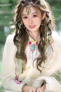 Đồ Nữ Mông Cổ Tây Vực Xanh Mạ Pastel