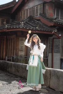 Đồ Nữ Mông Cổ Tây Vực Xanh Mạ Pastel