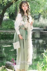 Đồ Nữ Mông Cổ Tây Vực Xanh Mạ Pastel