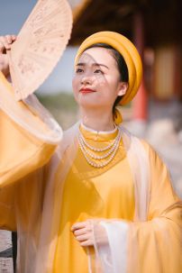 Áo Tấc Vàng Phối Voan Tơ