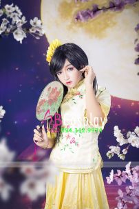 Sườn Xám Cách Điệu Vàng