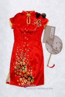 Sườn Xám Đỏ Phi Mai Vàng Size M