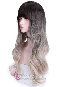Tóc Giả Nữ Ombre Đuôi Xoăn Mái Ngang