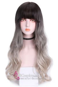 Tóc Giả Nữ Ombre Đuôi Xoăn Mái Ngang