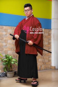 Kimono Nam Áo Đỏ Đô Váy Đen