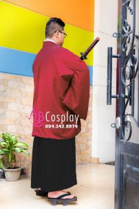 Kimono Nam Áo Đỏ Đô Váy Đen