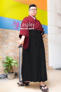 Kimono Nam Áo Đỏ Đô Váy Đen