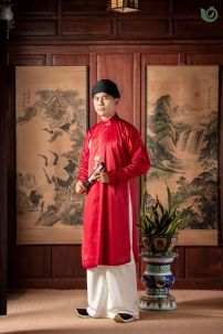 Áo Tấc Tay Chẽn Đỏ 2 Lớp - Mẫu Dưới 60Kg