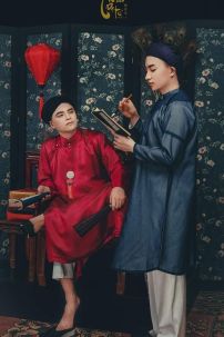 Áo Tấc Tay Chẽn Đỏ 2 Lớp - Mẫu Dưới 60Kg