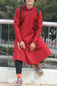 Áo Tấc Tay Chẽn Đỏ 2 Lớp - Mẫu Dưới 60Kg