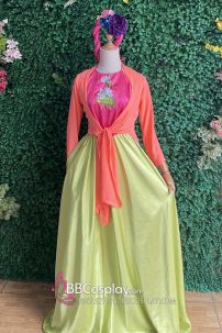 Đồ Tứ Thân Cam Yếm Hồng Sen Váy Xanh Chuối