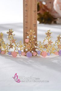 Cài Tóc Vương Miện Công Chúa Đính Hoa Sắc Màu