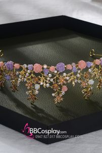 Cài Tóc Vương Miện Công Chúa Đính Hoa Sắc Màu