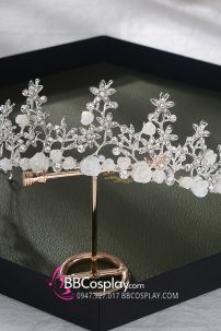 Cài Tóc Vương Miện Tiểu Thư Đính Hoa Mini