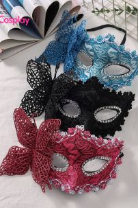 Mặt Nạ Nửa Mặt Ren Bướm Đen Huyền Bí